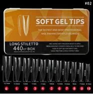Acrylic Soft Gel Tips Long Medium Stiletto - 440ct Box